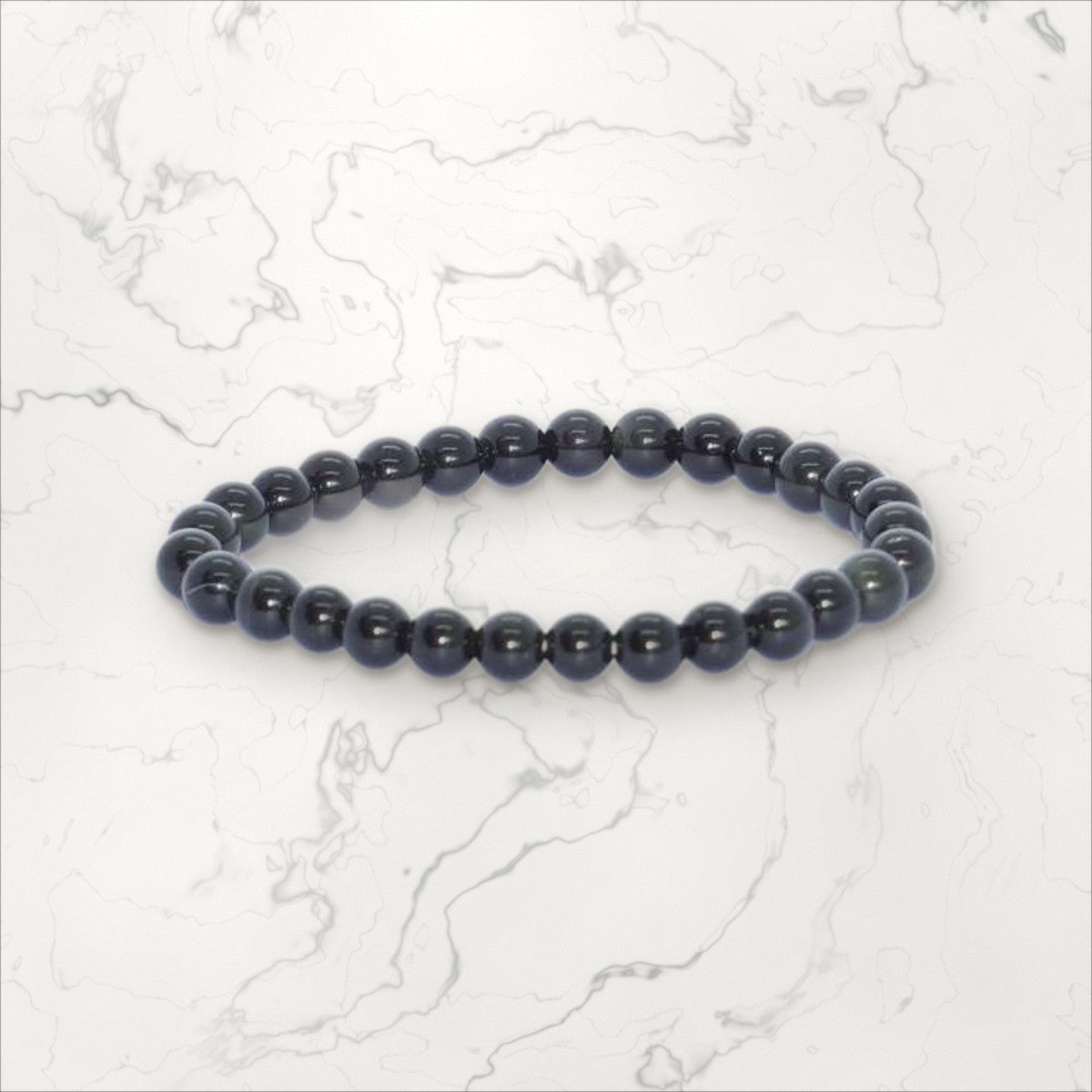 Bracelet pierres rondes Obsidienne Oeil Céleste 6 mm