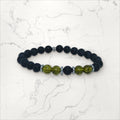 Bracelet pierres rondes Onyx & Péridot (Olivine)