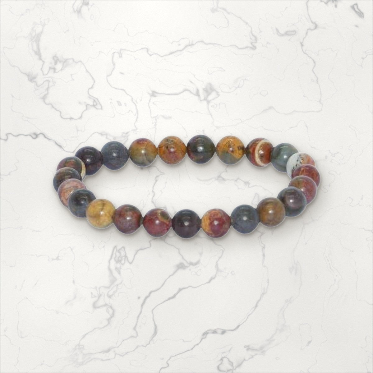 Bracelet pierres rondes Jaspe Picasso
