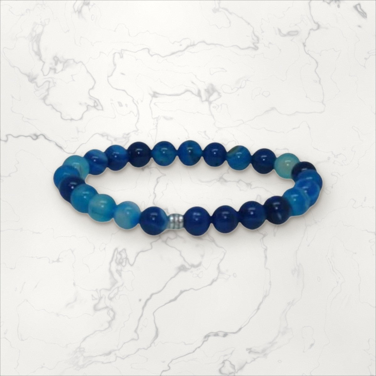Bracelet pierres rondes Agate bleue