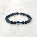 Bracelet Croix argenté Onyx & Hématite