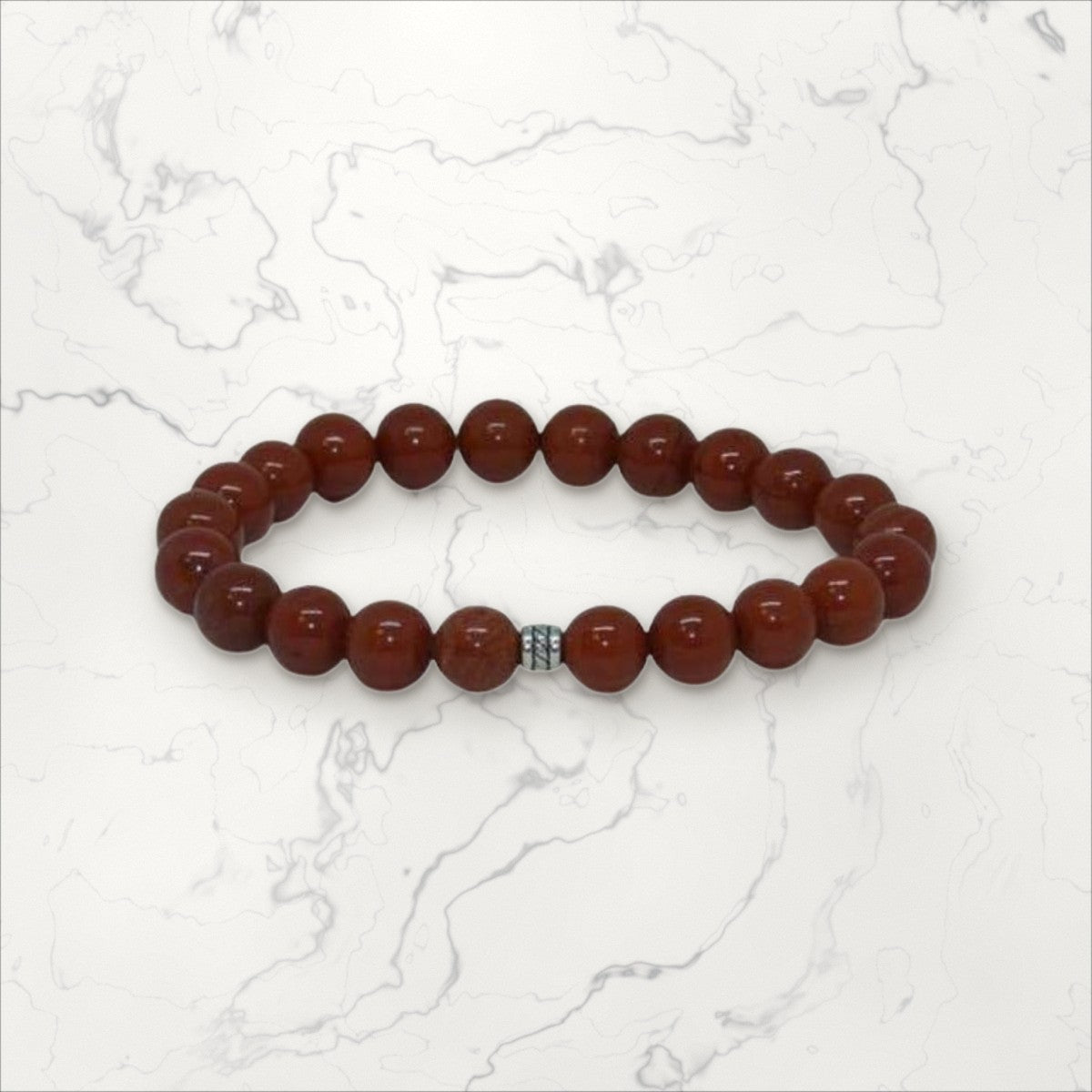 Bracelet pierres rondes Jaspe rouge
