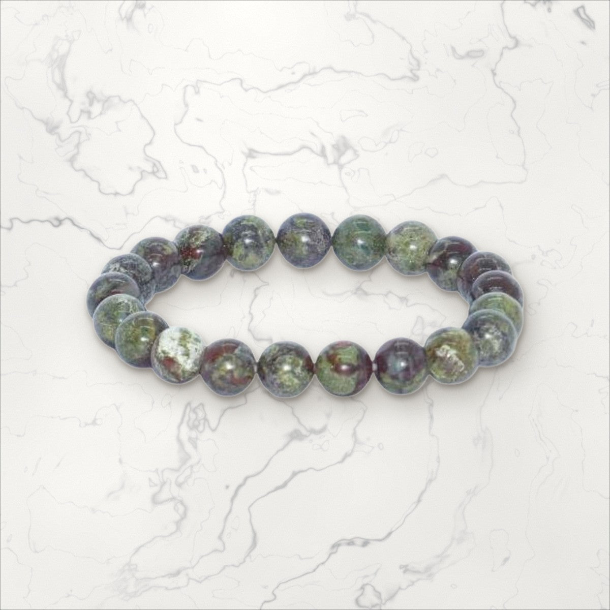 Bracelet pierres rondes Jaspe sanguin (Héliotrope)