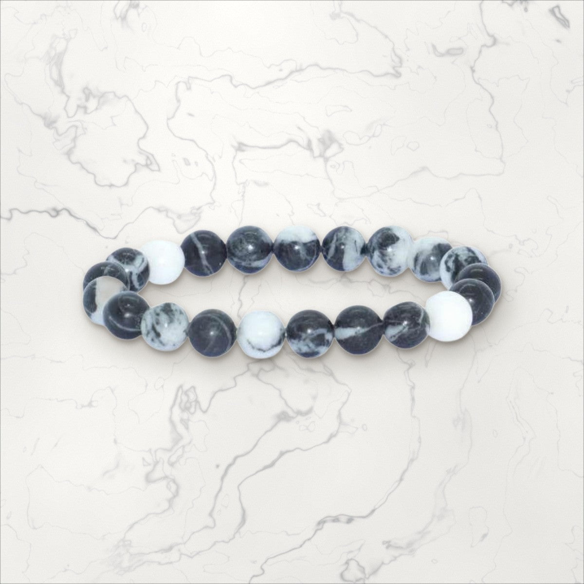 Bracelet pierres rondes Jaspe Zébrée
