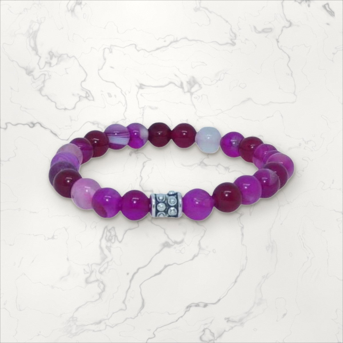 Bracelet pierres rondes Agate rose taille enfant