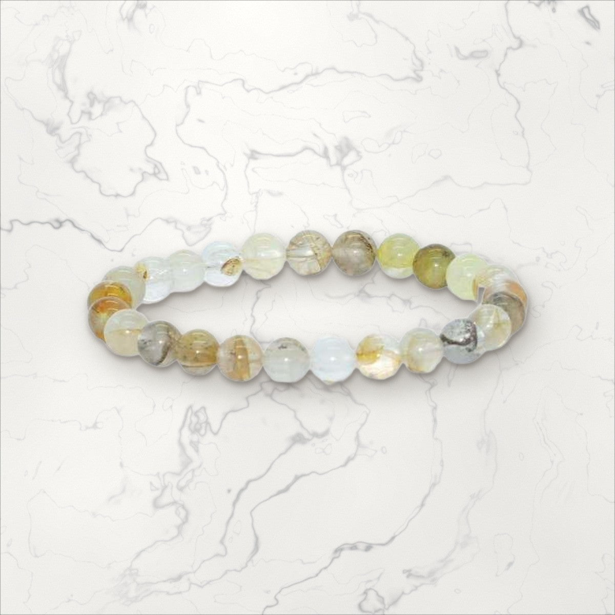 Bracelet pierres rondes Agate Dendritique