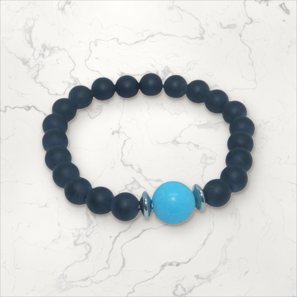 Bracelet Onyx & Howlite bleue