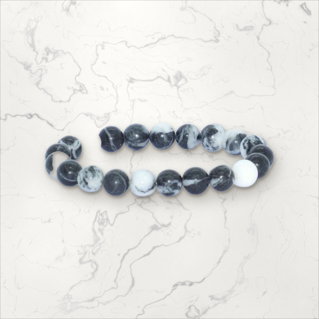 Bracelet pierres rondes Jaspe Zébrée
