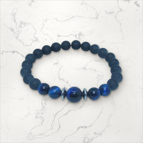 Bracelet Onyx & Œil de Faucon