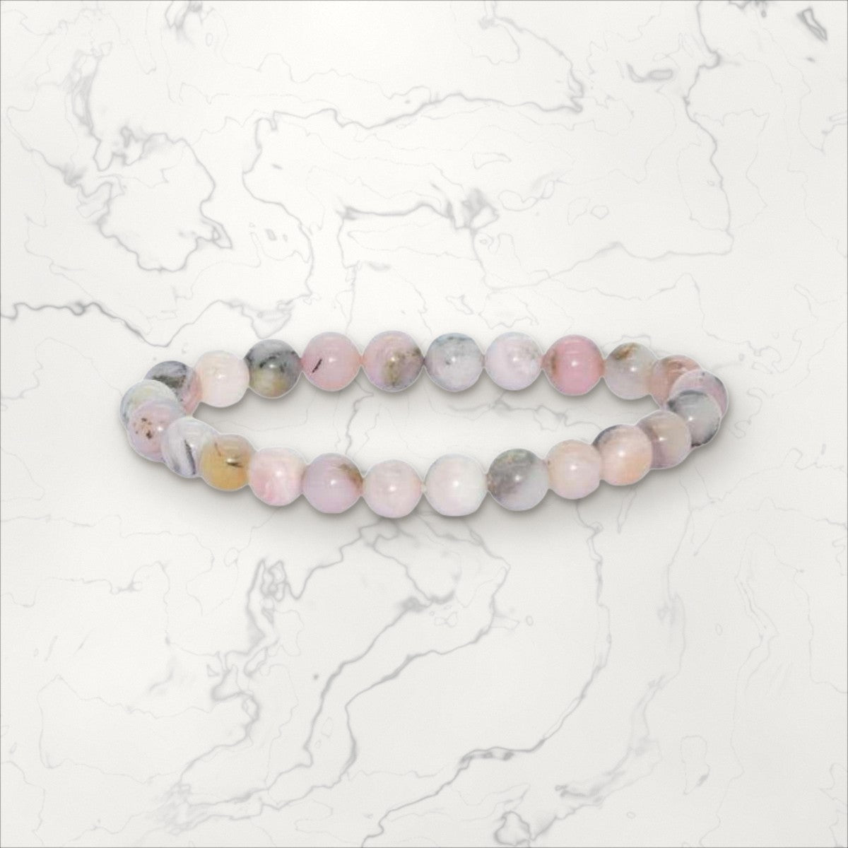 Bracelet pierres rondes Opale rose