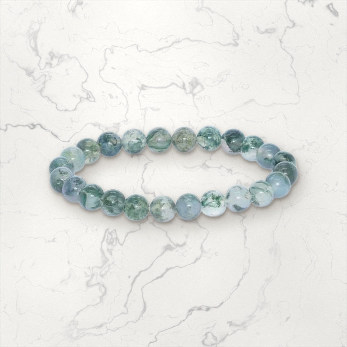 Bracelet pierres rondes Agate mousse
