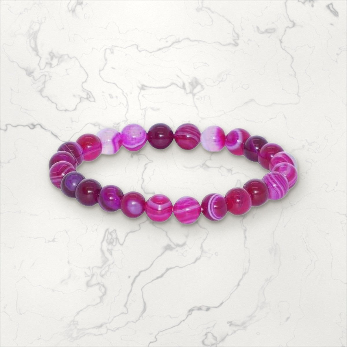 Bracelet pierres rondes Agate rose
