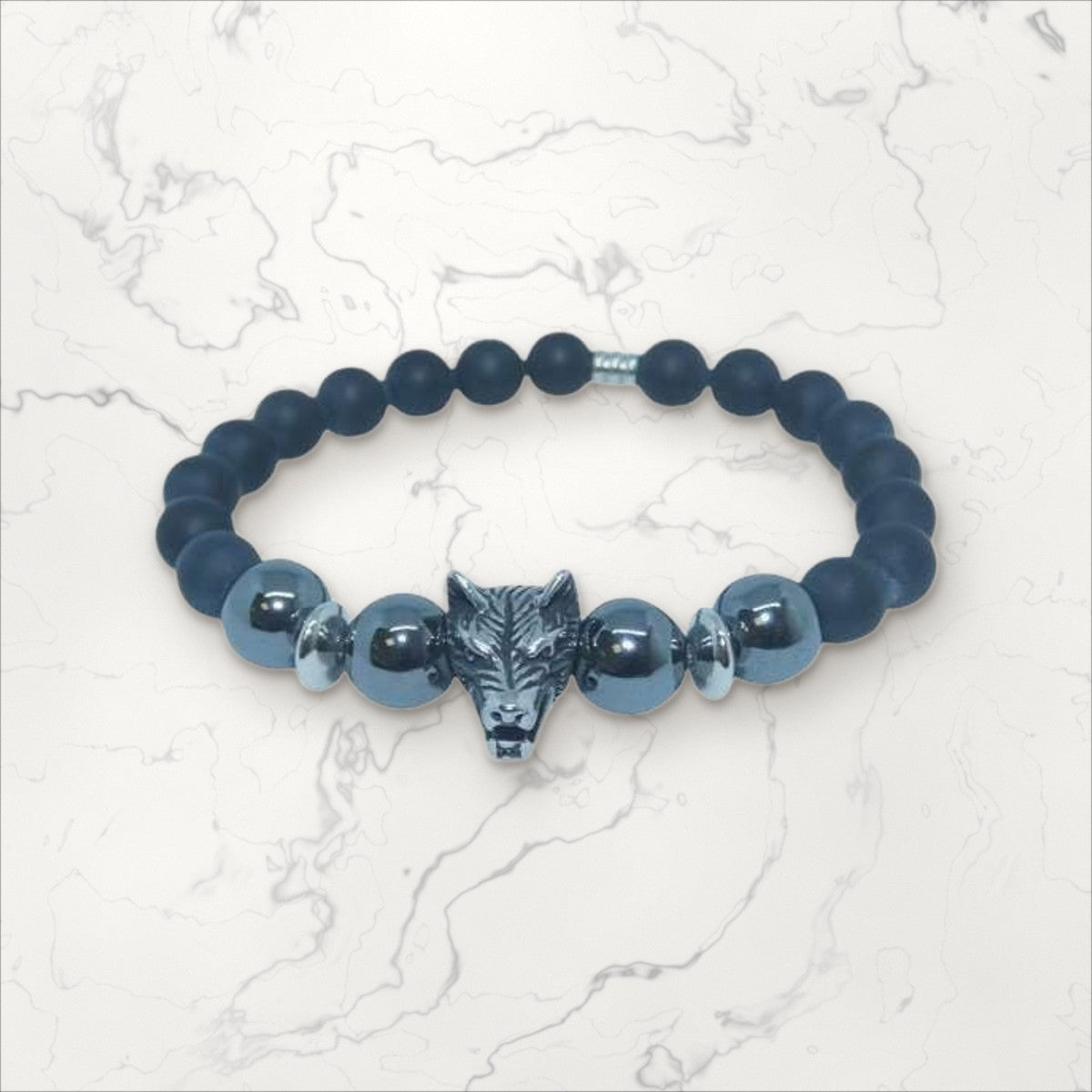 Bracelet Tête de Loup Onyx & Hématite